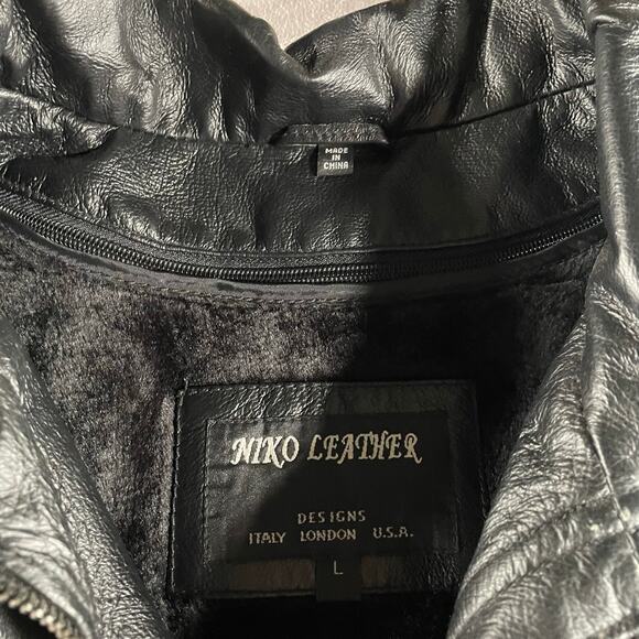 90’s Niko Leather Soft Winter Warm Casual Black Leather Trench Coat - Picture 3 of 8